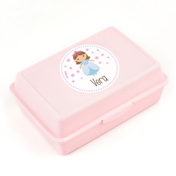 Caja porta alimentos personalizada princesa rosa
