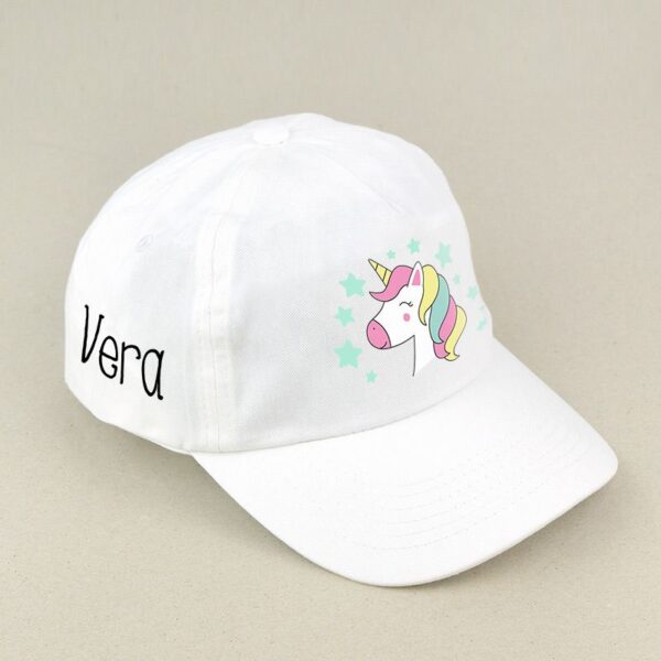 Gorra infantil unicornio blanca personalizada