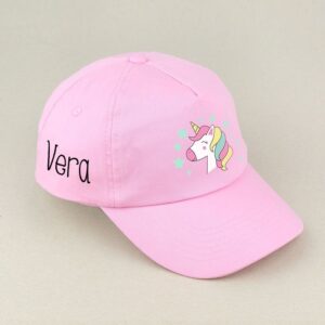 Gorra infantil unicornio rosa personalizada