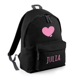 Mochila junior negra personalizada en rosa