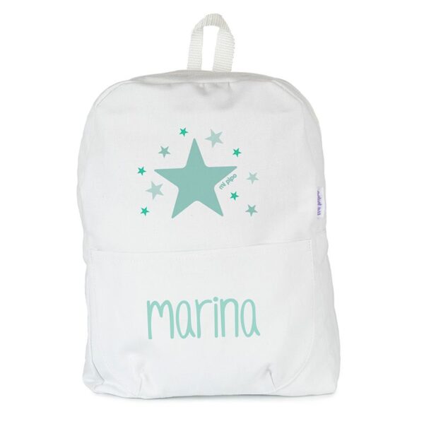 Mochila mediana lona personalizada estrella mint color a elegir