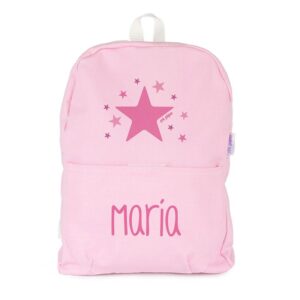 Mochila mediana lona personalizada estrella rosa color a elegir