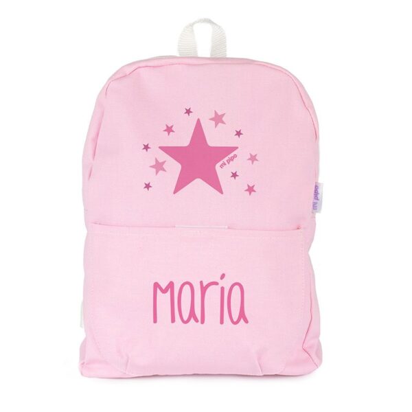 Mochila mediana lona personalizada estrella rosa color a elegir