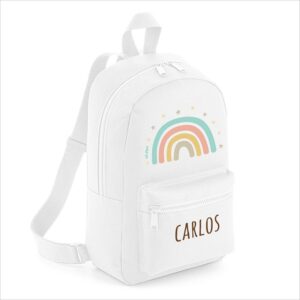 Mochila medium nylon arcoiris personalizada color a elegir
