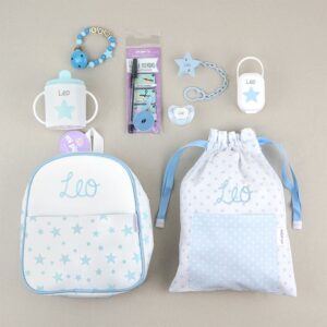 Pack El Primero de la clase estrellitas azul personalizado.