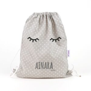 Petate pestañas gris personalizado