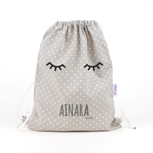 Petate pestañas gris personalizado