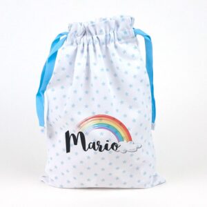 Saquito arcoiris azul personalizado