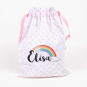 Saquito arcoiris rosa personalizado
