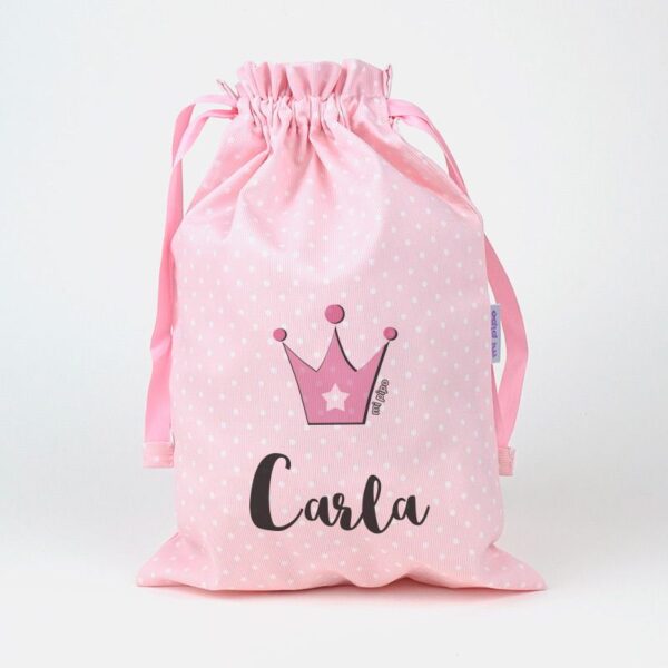 Saquito corona rosa personalizada