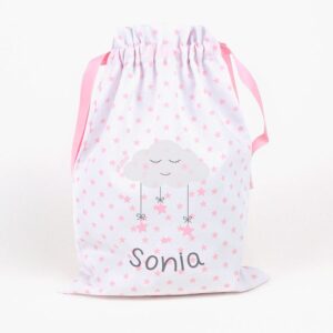 Saquito nube rosa personalizada