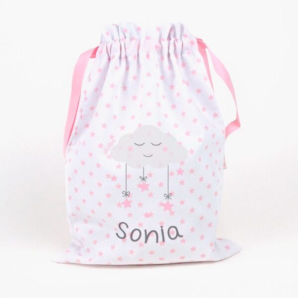 Saquito nube rosa personalizada