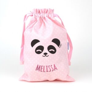 Saquito panda rosa personalizado