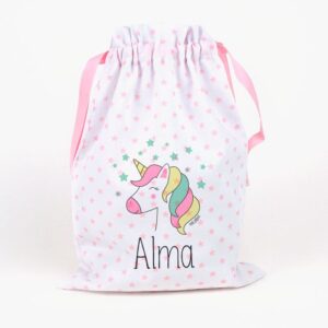 Saquito unicornio personalizado