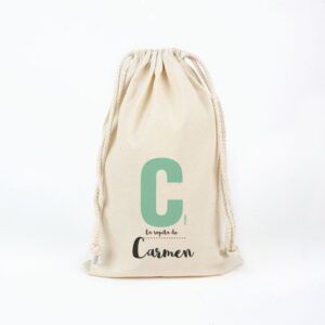 Bolsa algodón la ropita de inicial menta personalizada