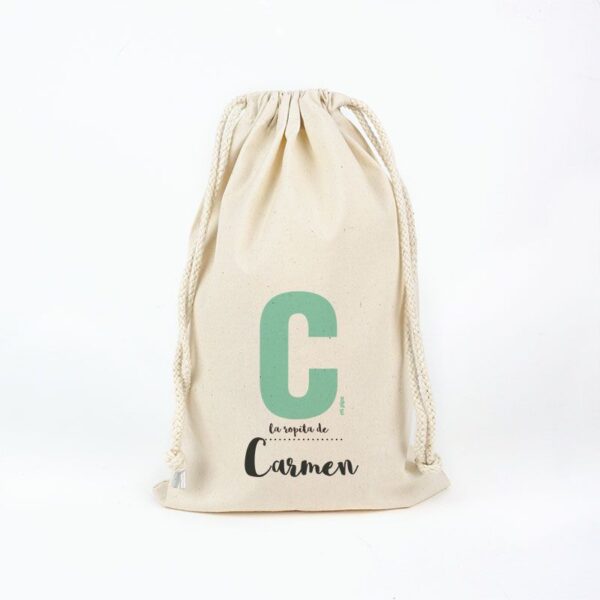 Bolsa algodón la ropita de inicial menta personalizada