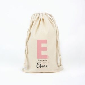 Bolsa algodón la ropita de inicial rosa personalizada