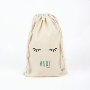 Bolsa algodón pestañas menta personalizada
