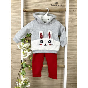 Conjunto dos piezas conejito gris