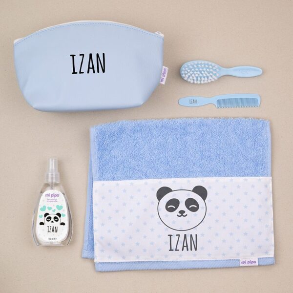 Pack neceser a la guarde panda azul personalizado