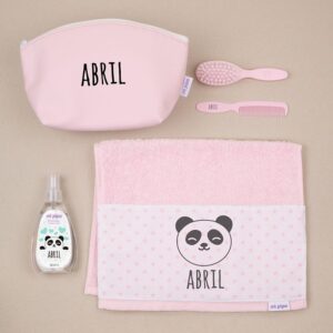 Pack neceser a la guarde panda rosa personalizado