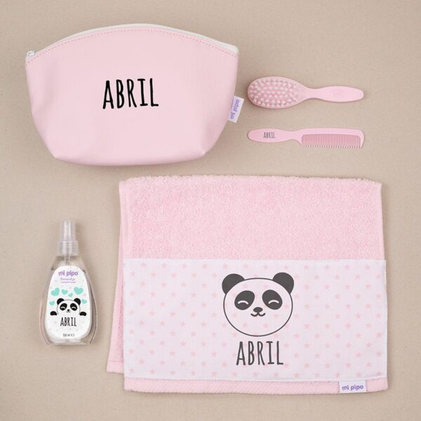 Pack neceser a la guarde panda rosa personalizado