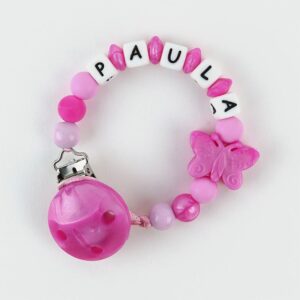 Cadena de silicona rosa nácar mariposa personalizada