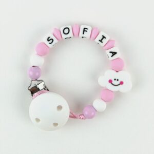 Cadena de silicona nube rosa personalizada