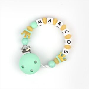 Cadena de silicona coronas doradas menta personalizada