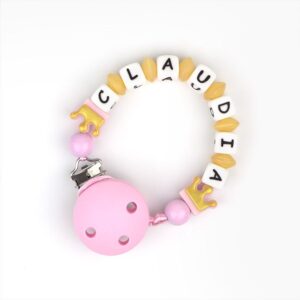 Cadena de silicona coronas doradas rosa personalizada