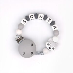 Cadena de silicona zorrito gris personalizada