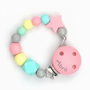 Cadena silicona Dora salmón personalizada en el clip