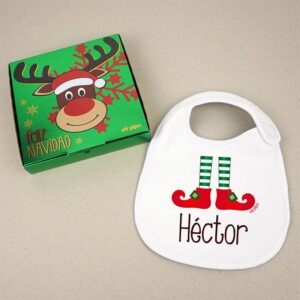 Babero Navidad zapatos elfo personalizado