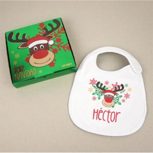 Babero Navidad reno Rudolph personalizado