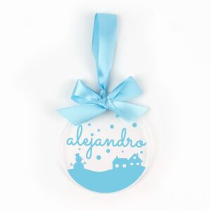 Bola Navidad metacrilato celeste personalizada diseño a elegir