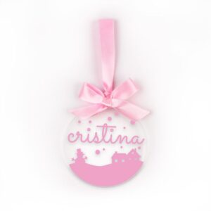 Bola Navidad metacrilato rosa personalizada diseño a elegir
