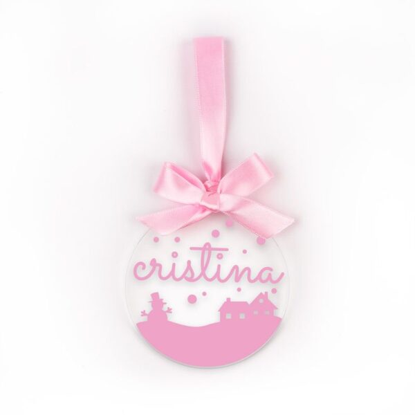 Bola Navidad metacrilato rosa personalizada diseño a elegir