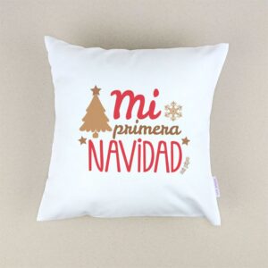 Cojín navideño mi primera Navidad estilo retro