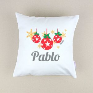 Cojín navideño personalizado bolas de Navidad