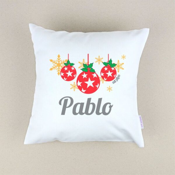 Cojín navideño personalizado bolas de Navidad