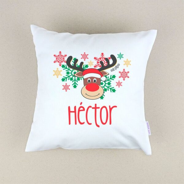 Cojín navideño personalizado reno Rudolph