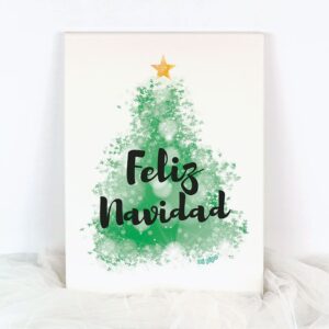 Lienzo Feliz Navidad árbol verde