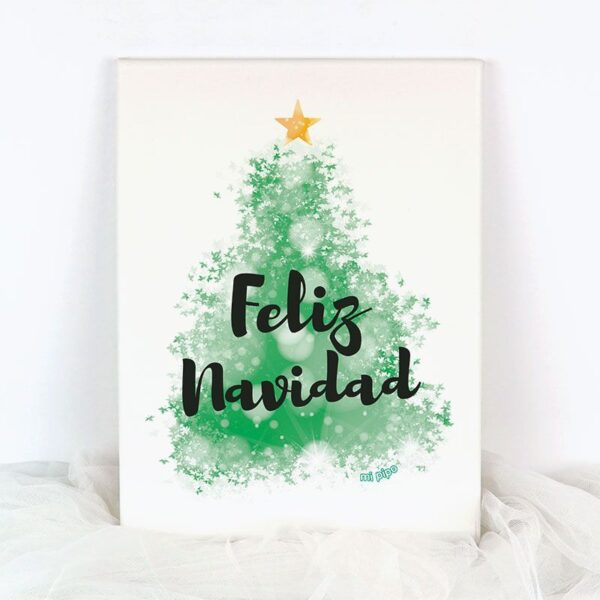 Lienzo Feliz Navidad árbol verde