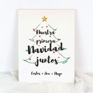 Lienzo personalizado Navidad juntos árbol