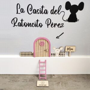 Kit ratoncito Pérez rosa personalizado
