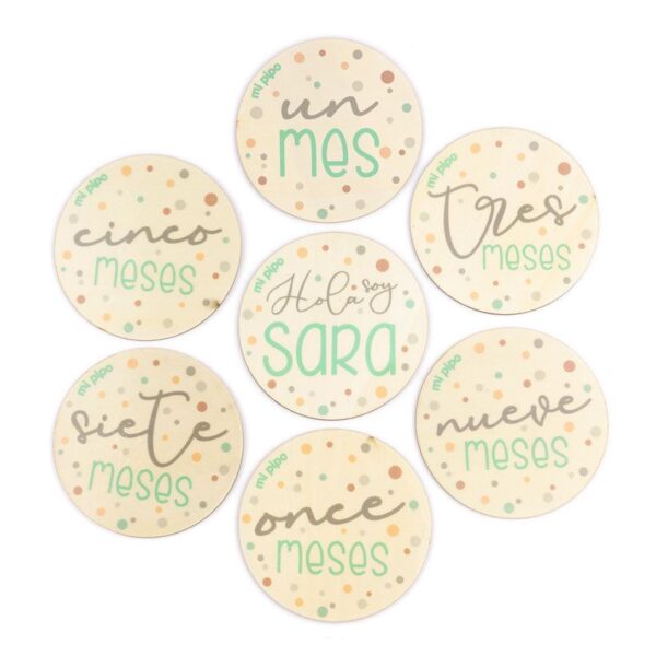 Cumplemeses bebé lunares menta personalizado - Imagen 2