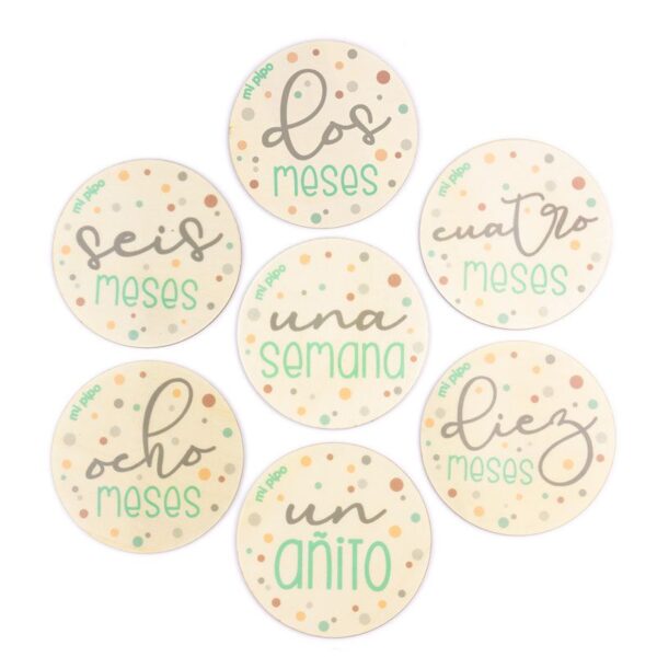 Cumplemeses bebé lunares menta personalizado - Imagen 3