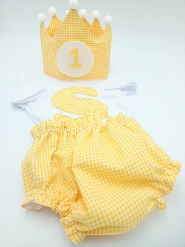 Pack cumpleaños vichy amarillo - Imagen 2