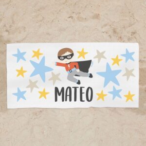 Toalla de baño superhéroe personalizada