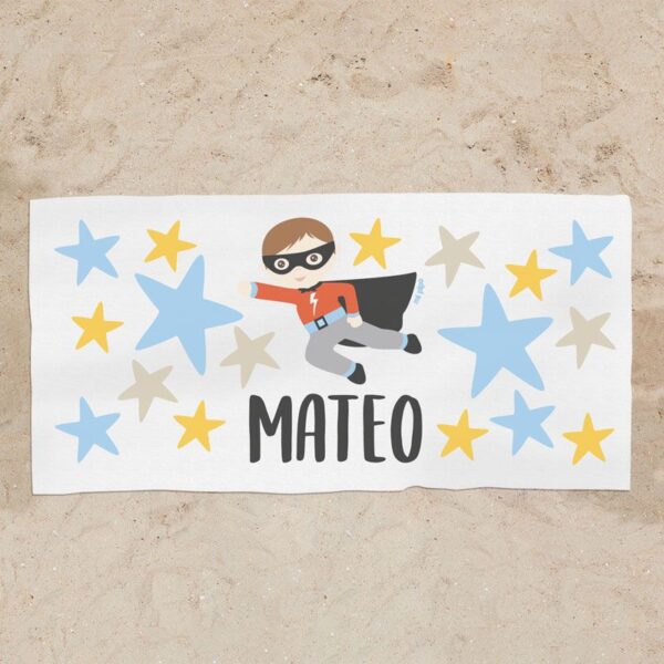 Toalla de baño superhéroe personalizada